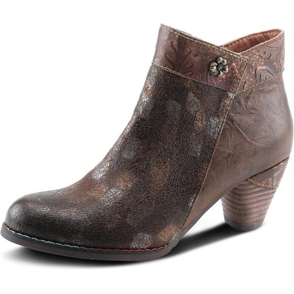 L’Artiste by Spring Step Womens Bestlove Leather Ankle Bootie -- Brown Multi NEW - Picture 1 of 8